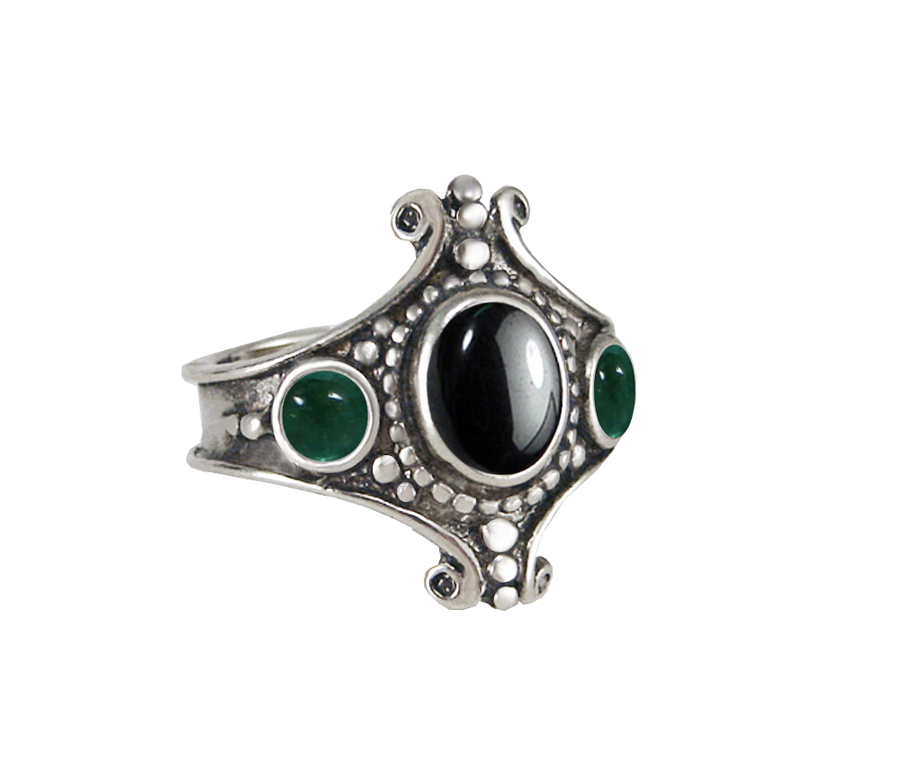Sterling Silver Imperial Ring With Hematite And Flourite Size 10